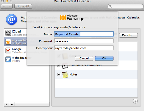 Mac outlook asking for login account